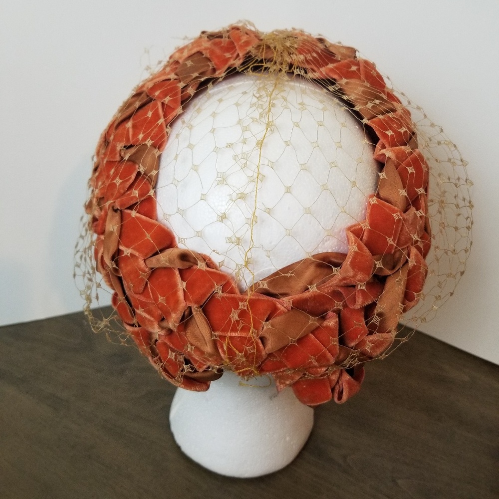 U.S.A. Union Made Orange Vintage Hat with Netting - Picture 3 of 8